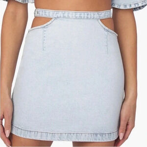 NWT WeWoreWhat Skirt Indigo Comfort Cut Out Mini Skirt Size Large